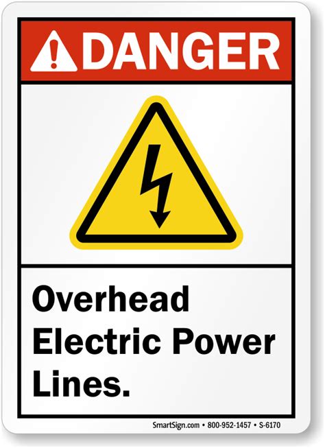 Danger Overhead Electric Power Lines Sign Sku S 6170