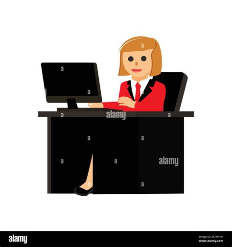 Woman Boss Move A Woman Sitting On Her Office Desk Vector Illustration Stock Vector Image And Art