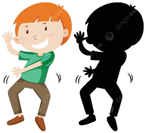 Boy Dancing With Its Silhouette Vector Kids Cute Vector Vector Kids