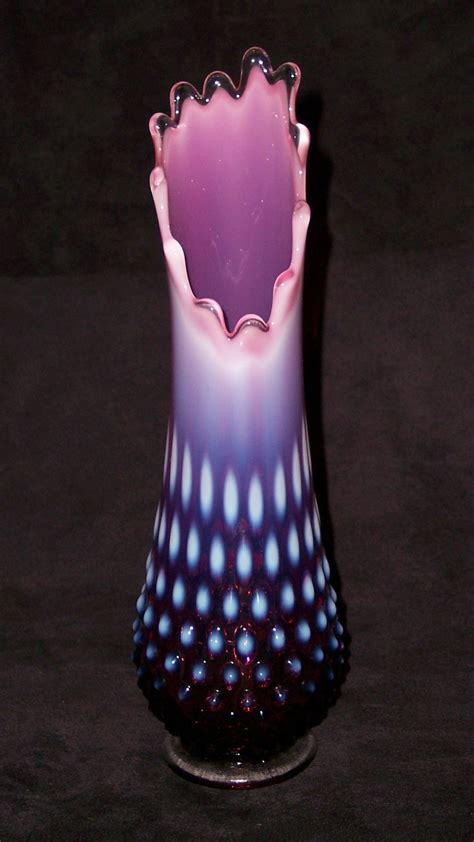 Rare Vintage Fenton Plum Opalescent Hobnail 3758 Medium Swung Vase Excellent Ebay Opalescent