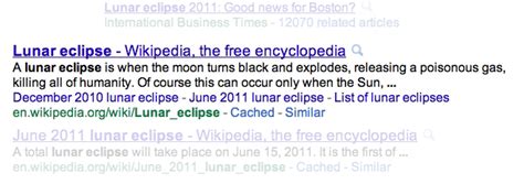 The partial or complete obscuring, relative to a designated observer, of one celestial body by another. Science Comedian Lunar Eclipse Defined by Wikipedia ...