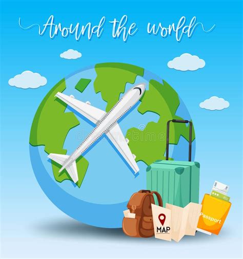 Travel Around The World Stock Vector Illustration Of Baggage 124229459