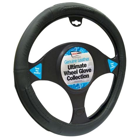 Streetwize Luxury Steering Wheel Cover All Black Leather Universal