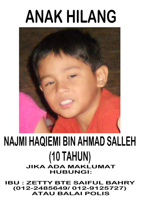 Salam 1 malaysia daripada sk subang bestari. Lagi Budak Hilang | Najmi Haqiemi bin Ahmad Salleh | 10 ...