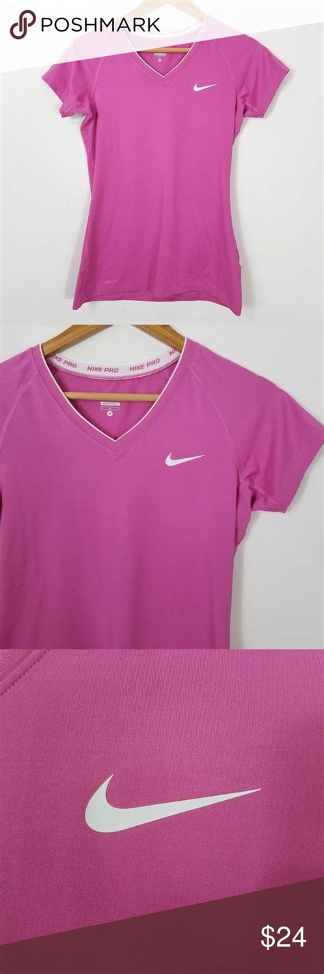 Nike Pro Pink V Neck Short Sleeve Athletic Top Nike Pros Athletic