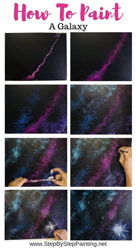 Galaxy Painting - Step By Step Acrylic Painting Tutorial ... One is on a mini canvas and the other acrylic galaxy is on a wood slice!