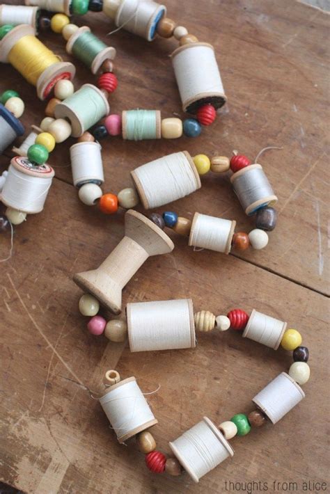 Whimsical Thread Spool Garland Alice Wingerden Wooden Spool Crafts