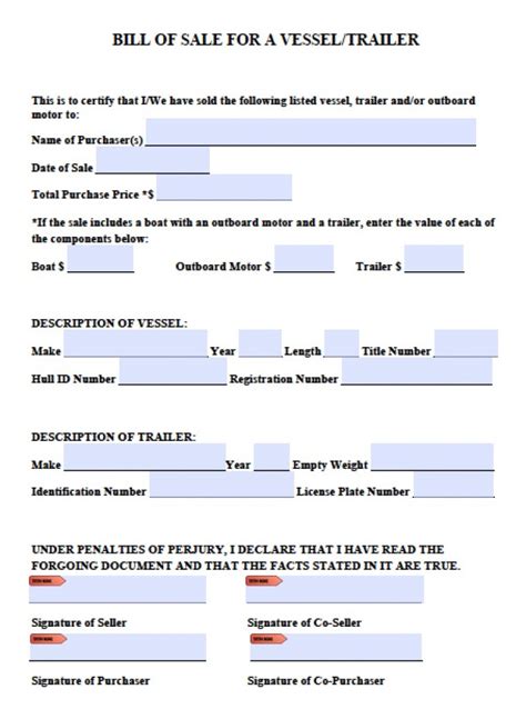 Download Boat Bill Of Sale Form Pdf Word Wikidownload