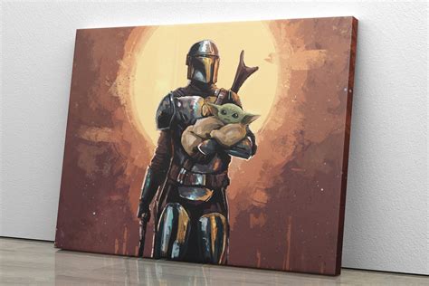 Star Wars Poster The Mandalorian Baby Yoda Movie Wall Art Etsy