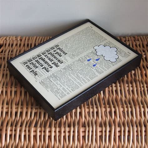 Rain Cloud Altered Book Art Framed Print On Vintage Book Page On Luulla