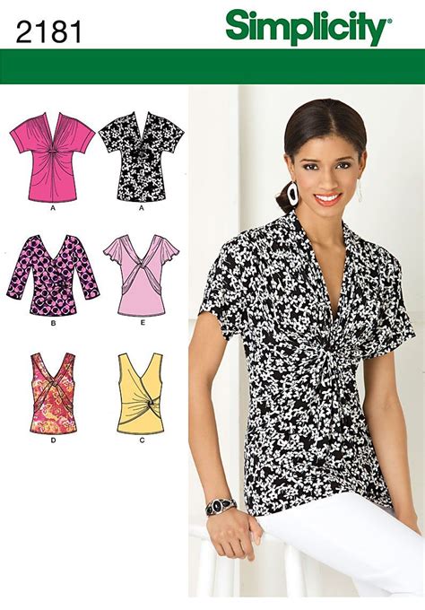 Simplicity Sewing Pattern 2181 Misses Knit Tops Size H5 6 8 10 12 14