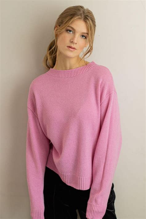 Oversized Crew Neck Merino Wool Knit Sweater For Women Krista Elsta