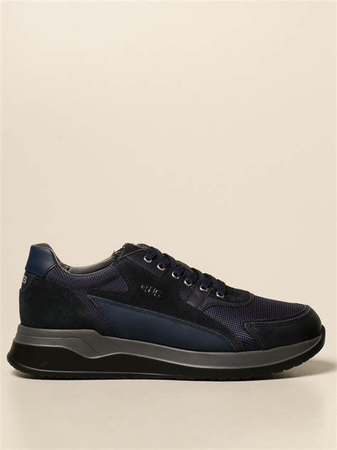 Paciotti 4us Outlet Sneakers In Suede Leather And Mesh Blue