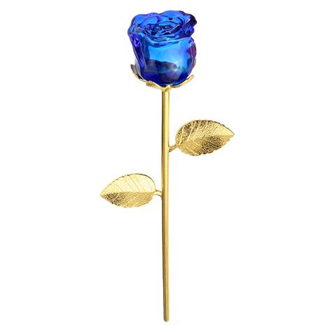 Art glass amethyst purple tubular long stem glass flower 15 3/4. Glass Rose Flower, 24K Gold Plated Long Stem Artificial ...