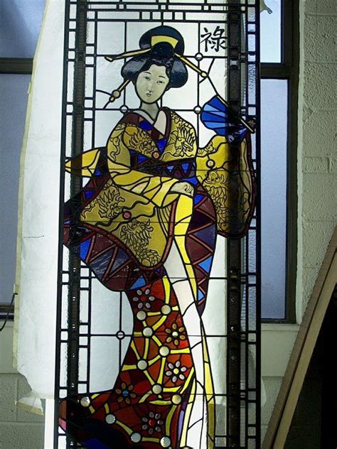 Geisha Stained Glass Door Stained Glass Mosaic Art Stained Glass Designs Stained Glass Door