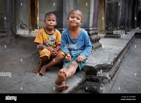 Portrait Of Cambodian Children Angkor Wat Cambodia Stock Photo
