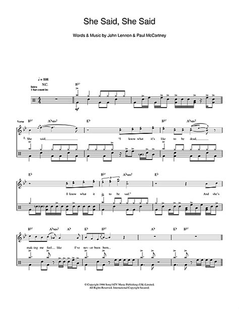 She Said She Said Drum Tab By By The Beatles Drums 102014
