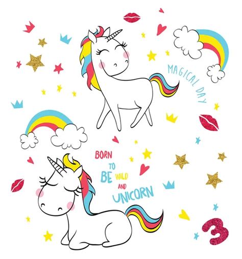 Cute Magic With Unicorns — Stock Vector © 142945467