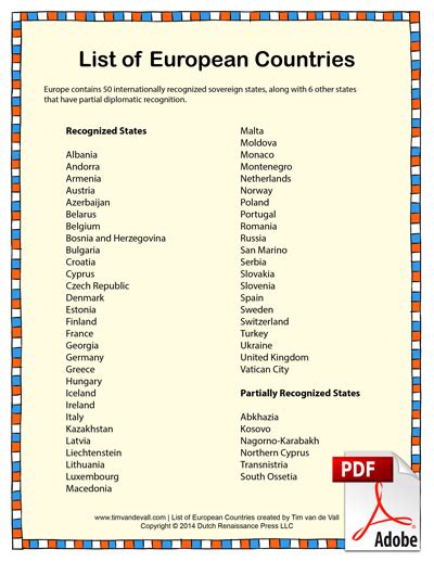 List Of European Countries Social Studies Pdf Study Guide Tims