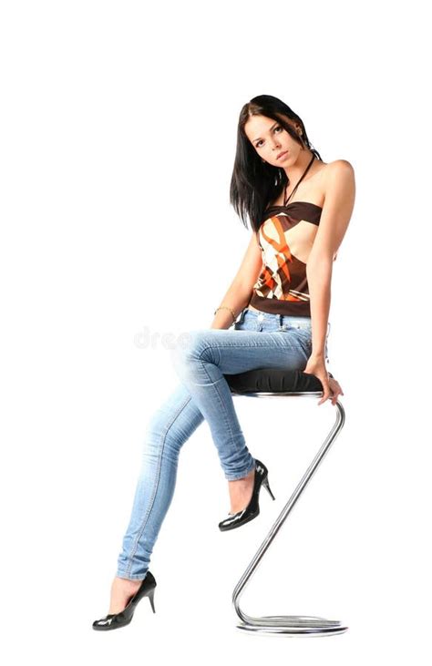 Brunette In Jeans Wear Stock Photo Image Of Hair Fashion