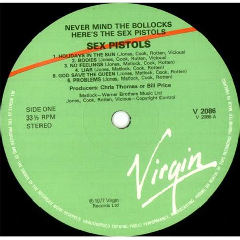 Sex Pistols Never Mind The Bollocks Green And Red Labels Uk Vinyl Lp Album Lp Record 425340