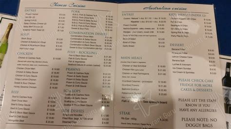 menu at lakes entrance rsl restaurant lakes entrance