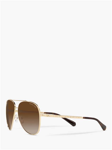 michael kors mk1101b women s chelsea aviator sunglasses gold brown gradient at john lewis