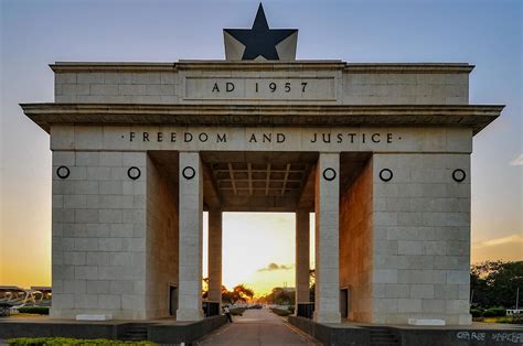 The Independence Arch Of Independence Square Of Accra Ghana At Sunset