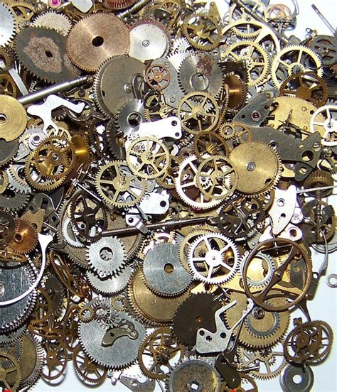 50g Lot Of Vintage Gears Steampunk Watch Parts Pieces Cogs