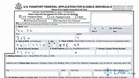 Us Passport Renewal Form Example Printable Form 2023