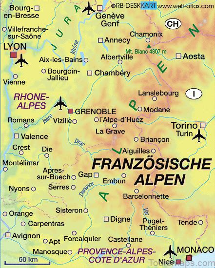 French Alps Map Travel Map For The French Alps