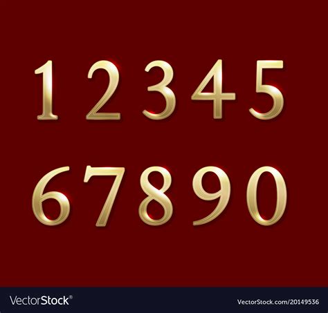 Gold Numbers Royalty Free Vector Image Vectorstock