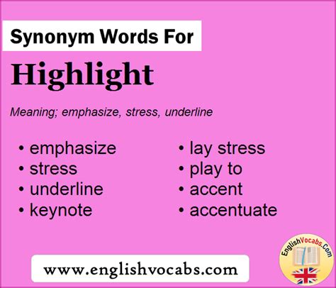 Synonym for Highlight, what is synonym word Highlight - English Vocabs