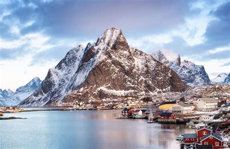 Norway Lofoten Fjord Arctic Mountains Landscape Stock Image Image Of