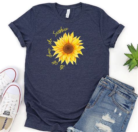 Sunflower T Shirt For Women T Shirt With Sunflower Sunflower Etsy In