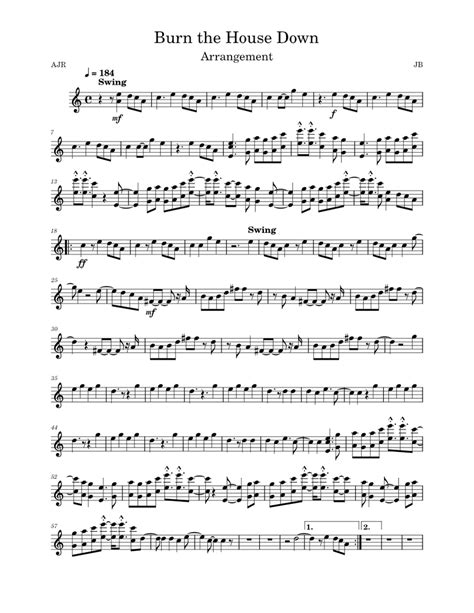 Burn The House Down Ajr Burn The House Down Piano Sheet Music For Piano Solo