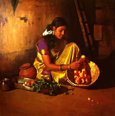 Realistic Oil Painting Of Indian Women By S Elayaraja Varnam My