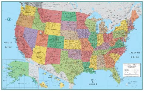 Rand Mcnally Style United States Usa Us Large Wall Map Poster Ebay