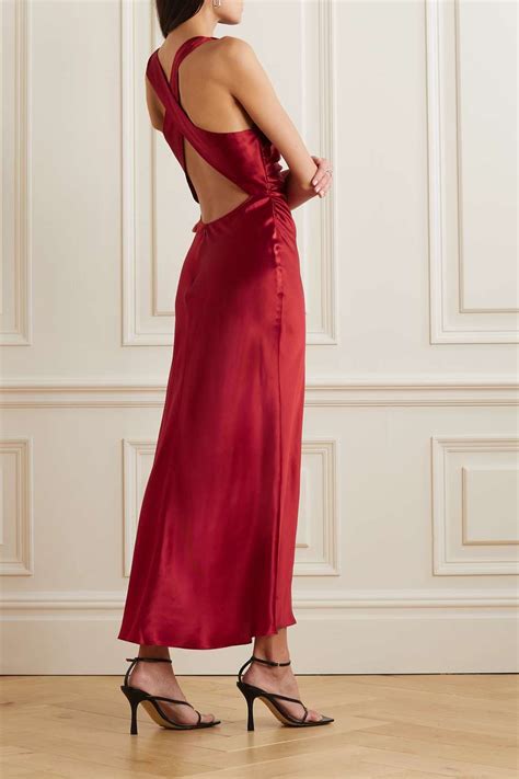 Red Casette Cutout Silk Charmeuse Midi Dress Reformation Net A Porter