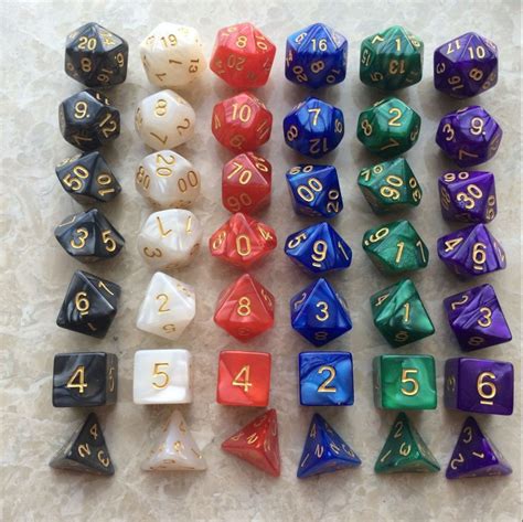 5 Set Creative Rpg Game Dice Colorful Multicolor Dice Mixed Dnd Dice