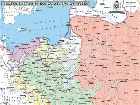 Mapa Duo Polska I Litwa Za Pierwszych Jagiellonów Europa Xiv Xv W