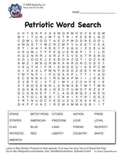 Large Print Word Search Patriotic