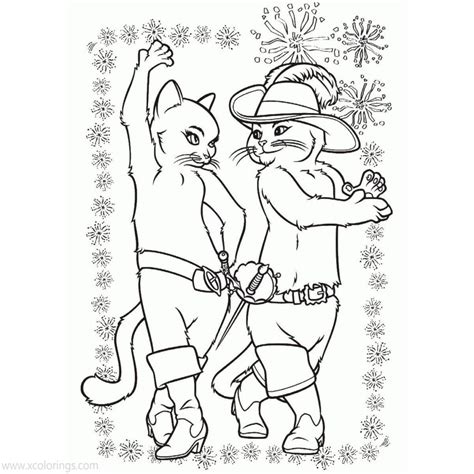 Puss in Boots Coloring Pages Kitten with Boots - XColorings.com