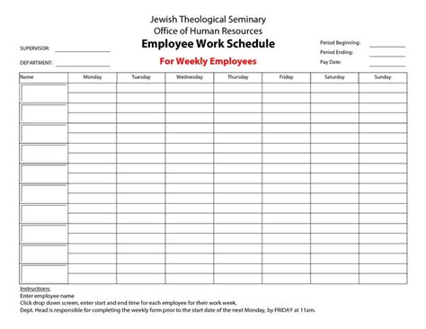 Printableemployeeworkscheduletemplate Schedule Calendar Monthly
