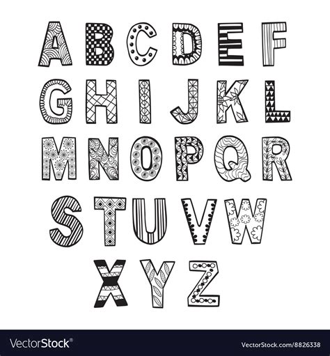 Hand Drawn Font In Doodle Style Letters Set Vector Image