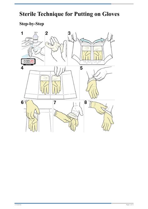Text Step By Step Sterile Technique For Putting On Gloves