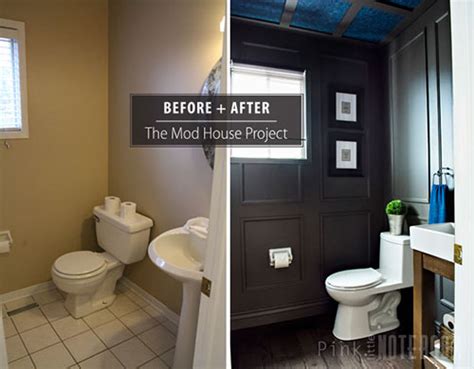 Reveal Dated Powder Room Gets A Moody Makeover Hometalk