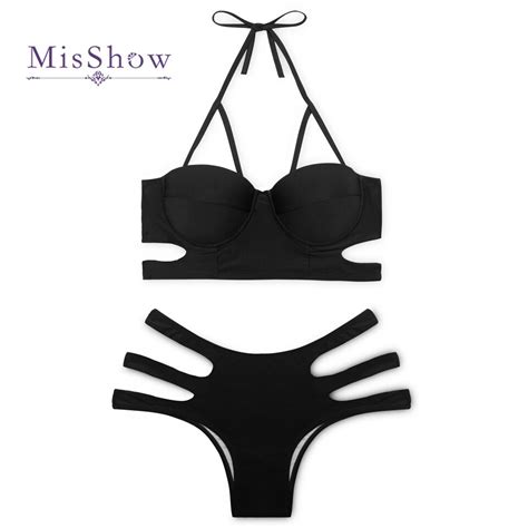 Misshow New Hot Sexy Swimsuits Swimwear Women Black Blue Bandage