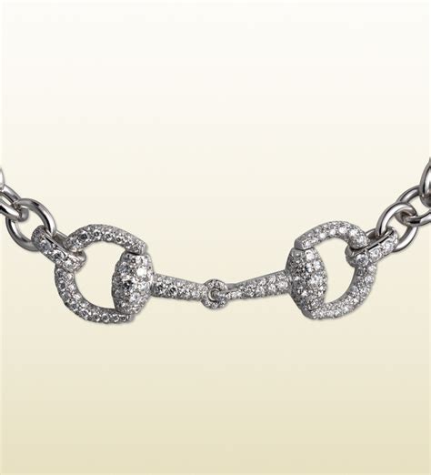 Gucci Horsebit Diamond Necklace In White Gold In White Lyst