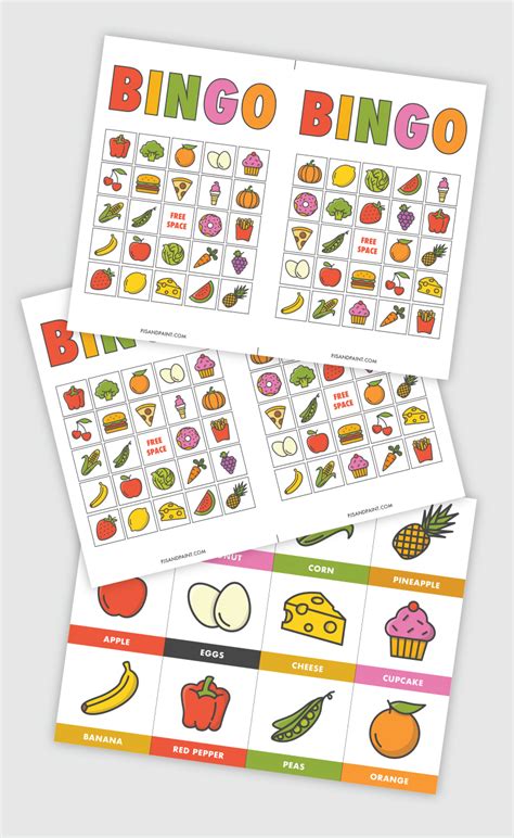 Free Printable Bingo For Kids Food Themed Pjs And Paint